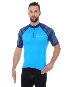 KOSZULKA ROWEROWA UNISEX KRÓTKI RĘKAW LAZUR/NIEB S